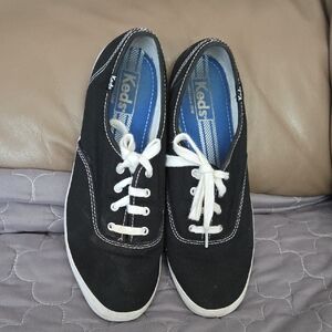 Keds Women's Black Canvas Sneakers with White Laces